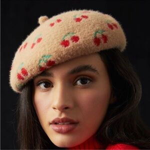 Brown Beret with Red Cherries - Maeve from Anthropologie